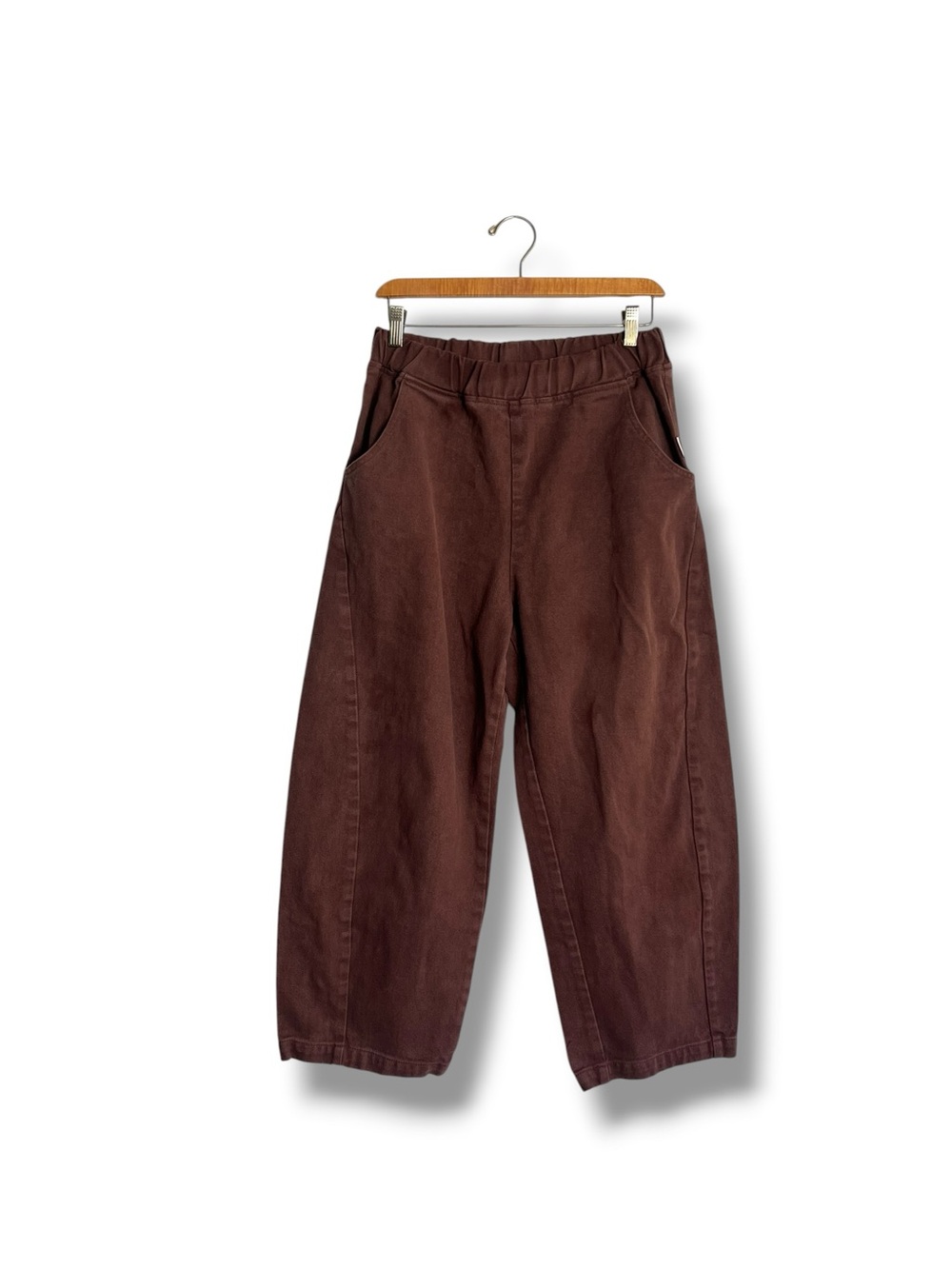 Le Bon Shoppe Arc Pants Cotton chocolate brown size M Made In Korea Barrel Leg - Picture 8 of 15